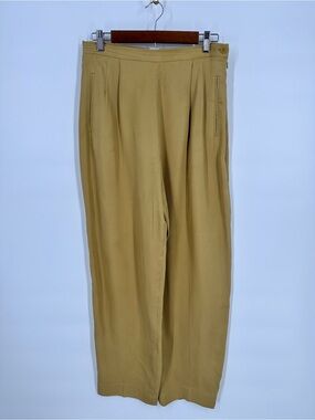 CHAUS 100% Silk Pleated Straight Leg Ankle Trousers Pants Size 12
